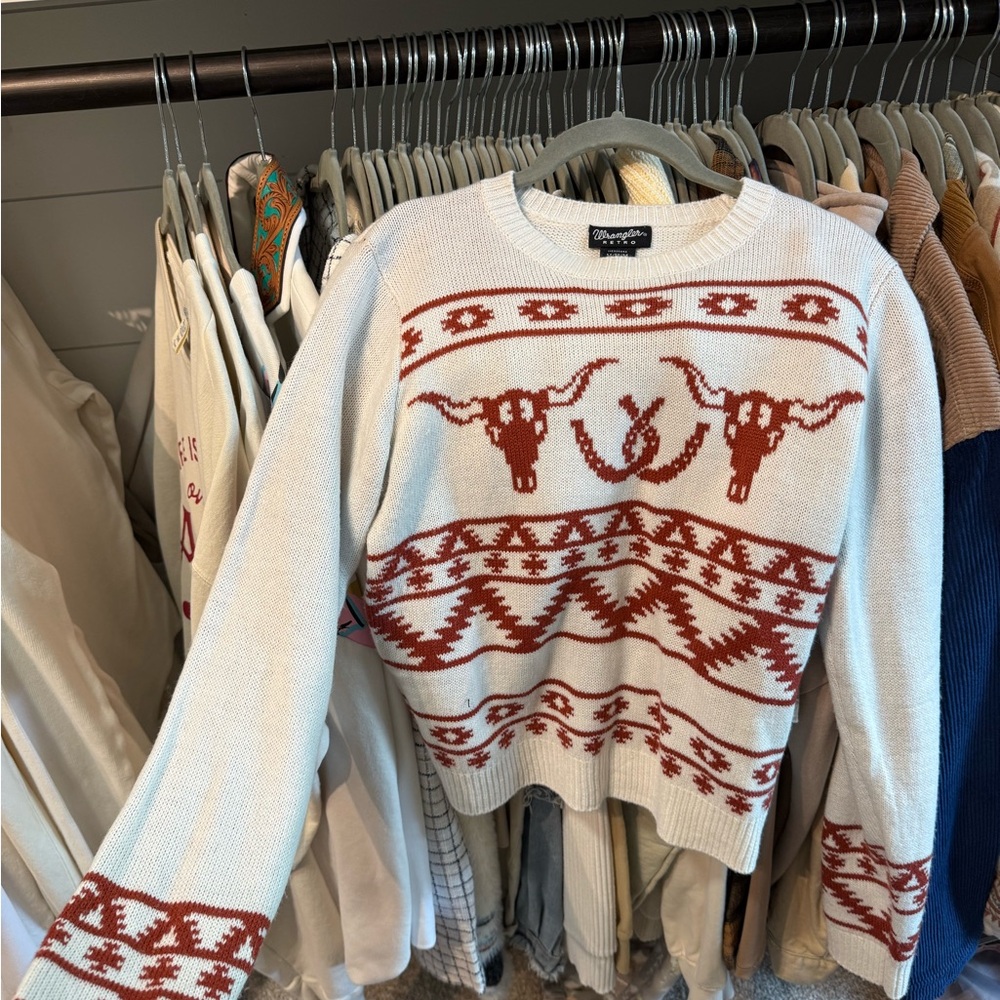 Wrangler Retro White and Red Sweater (runs small)